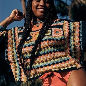 Free People Size XS Love Sparks Crochet Sweater NEW